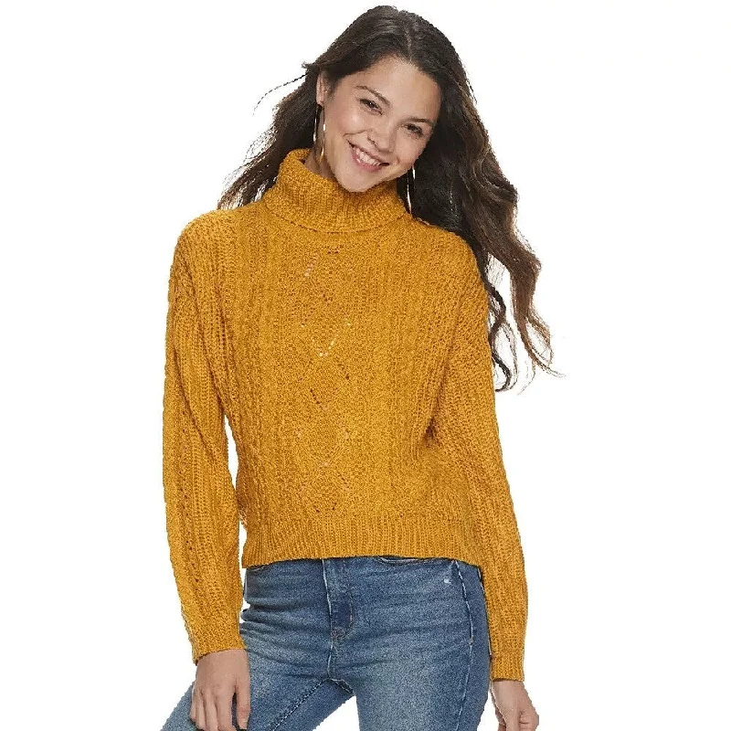 Almost Famous Juniors' Lace-Up Sweater Yellow Size Large