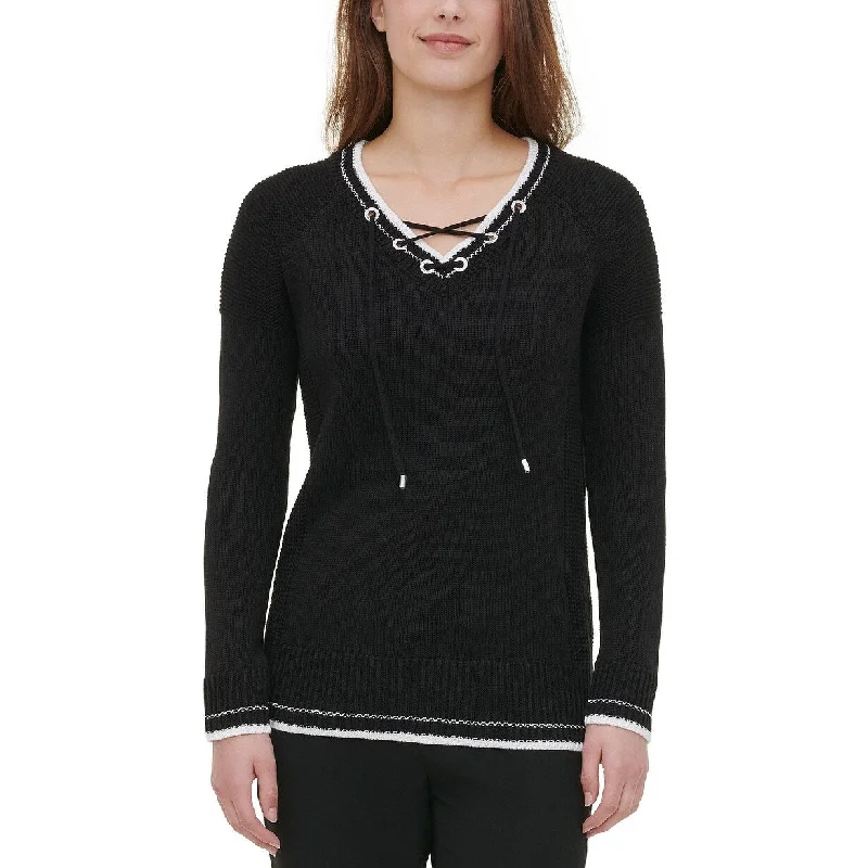 Calvin Klein Women's Lace-Up Sweater Black Size Small