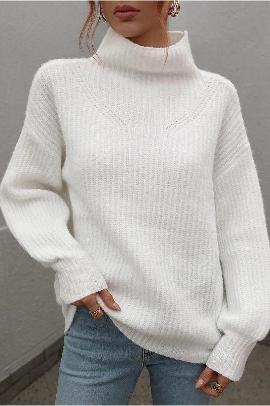 TURTLE NECK LOOSE SLEEVE KNIT SWEATER