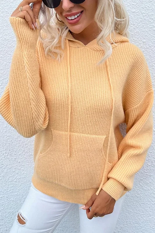 CABLE KNIT HOODED KNIT SWEATER TOP