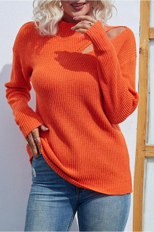 HOLLOW KNIT LOOSE FIT CASUAL SWEATER TOP