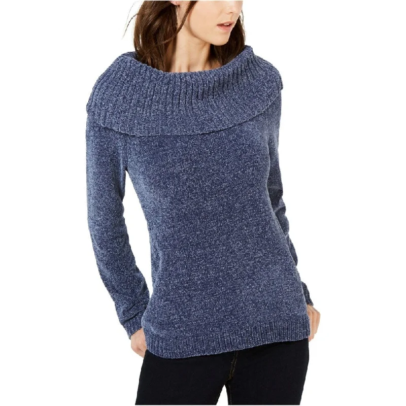 INC International Concepts Chenille Cowl-Neck Sweater Blue X-Large