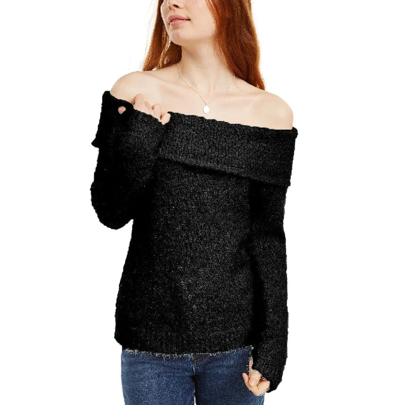 INC International Concepts Women's Chenille Cowl-Neck Sweater Black Size Large