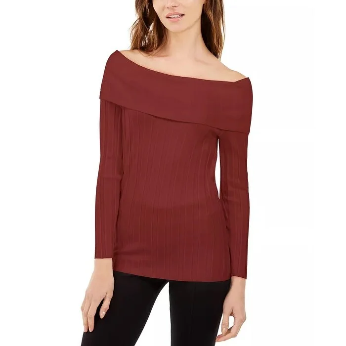 INC International Concepts Women's Off The Shoulder Ribbed Sweater Medium Red Size Medium