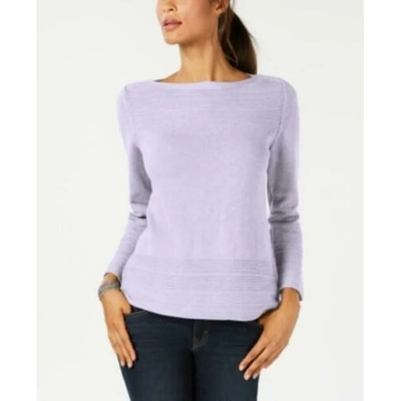 Karen Scott Women's Cotton Boat-Neck Sweater Purple Size Small