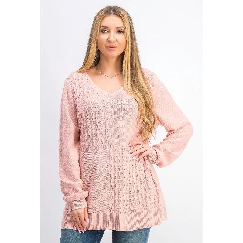 Karen Scott Women's Cotton Mixed-Stitch Sweater Ks Tea Rose Size Extra Large