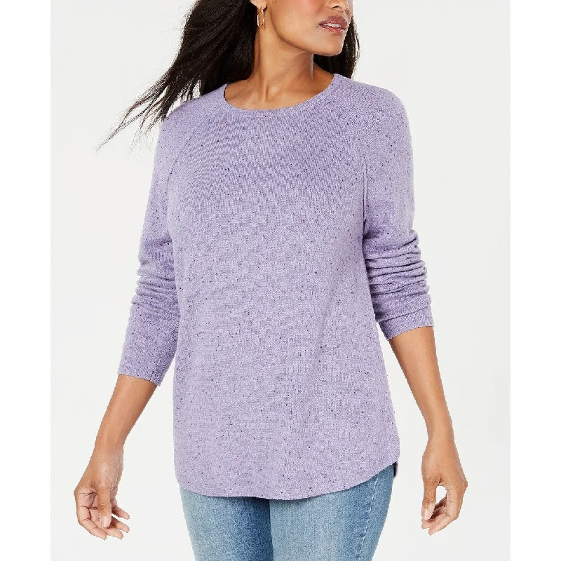 Karen Scott Women's Curved-Hem Sweater Purple Size Large