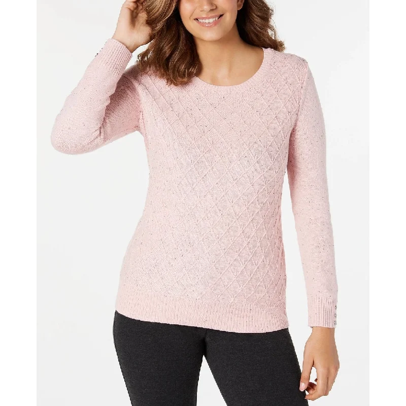 Karen Scott Women's Diamond Cable-Knit Sweater Pink Size Extra Large - X-Large