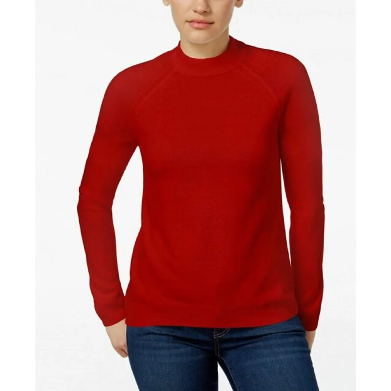 Karen Scott Women's Petite Mock-Neck Sweater Red Size 44