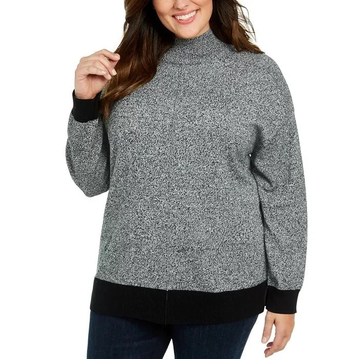 Karen Scott Women's Plus Size Mock Neck Sweater Charcoal Size 1X