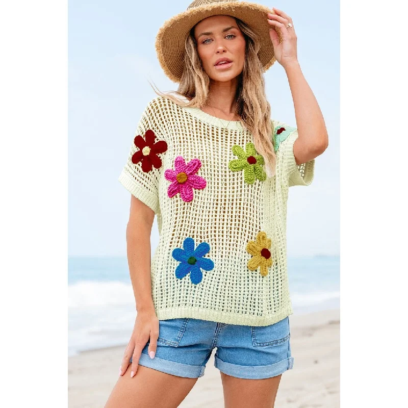 Malaysia Crochet Flower HollowOut Sweater