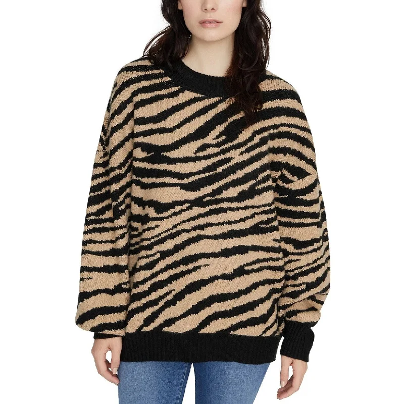 Sanctuary Women's Wild Kingdom Animal Print Sweater Black Size X-Large