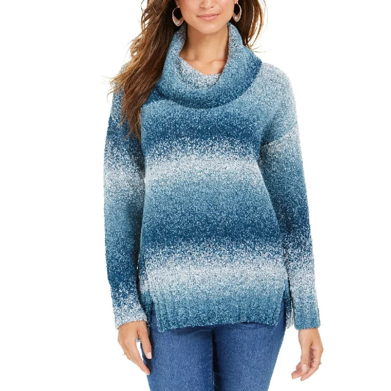 Style & Co Women's Ombre Boucle Sweater Blue Size Medium