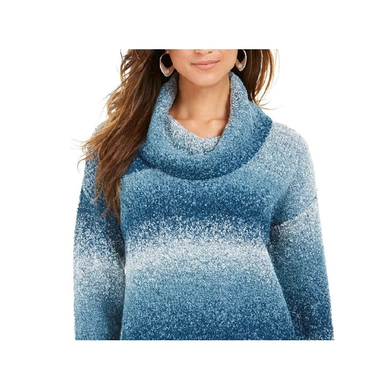 Style & Co Women's Ombre Boucle Sweater Blue Size Small