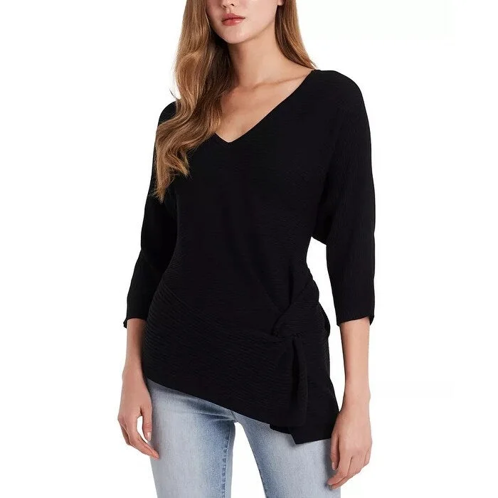 Vince Camuto Women's Ribbed Asymmetrical Sweater Black Size Extra Small - XS