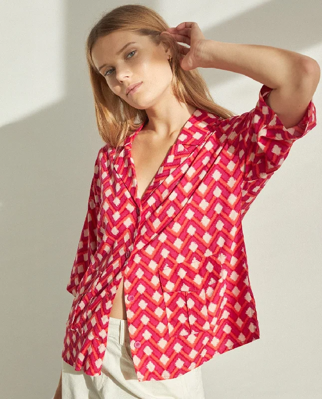 Geometric Print Flowy Shirt