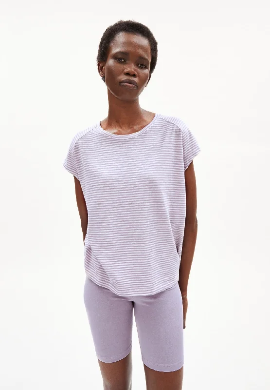 Ofeliaa Pretty Stripe T-Shirt - Purple Noise/Oatmilk