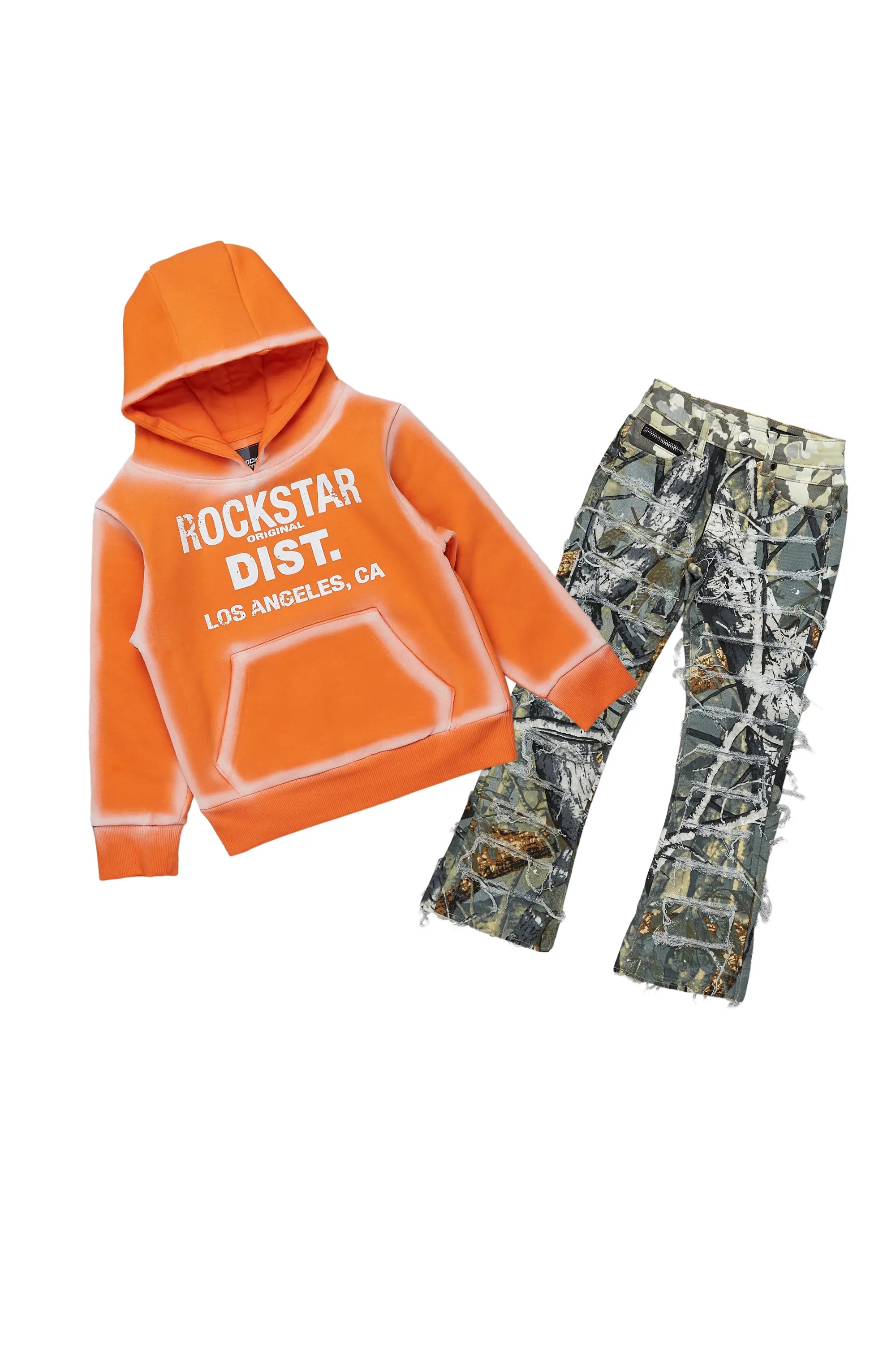 Boys Bridger Tree Camo Hoodie/Stacked Flare Jean Set