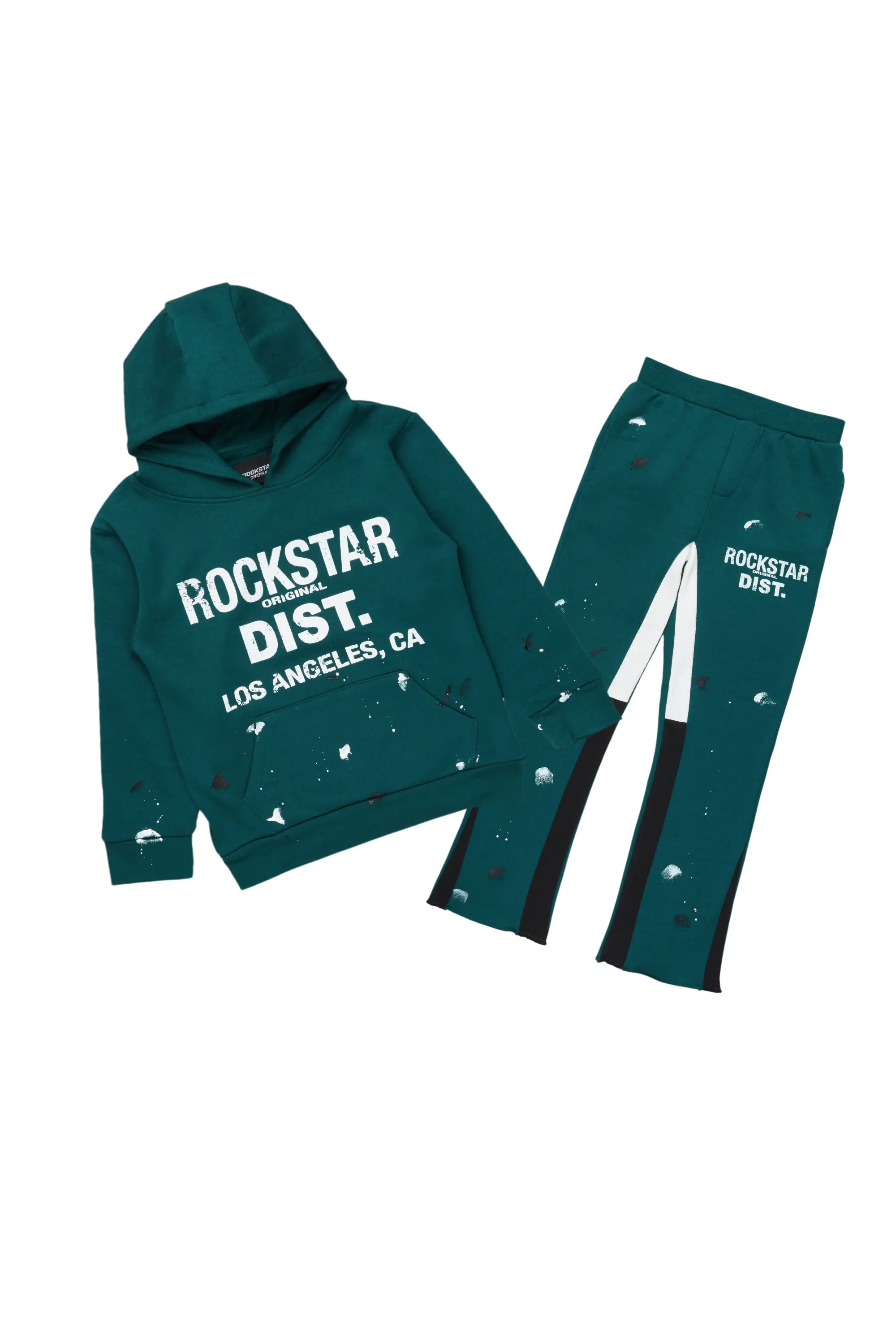 Boys Scottie Dark Green Stacked Flare Track Set