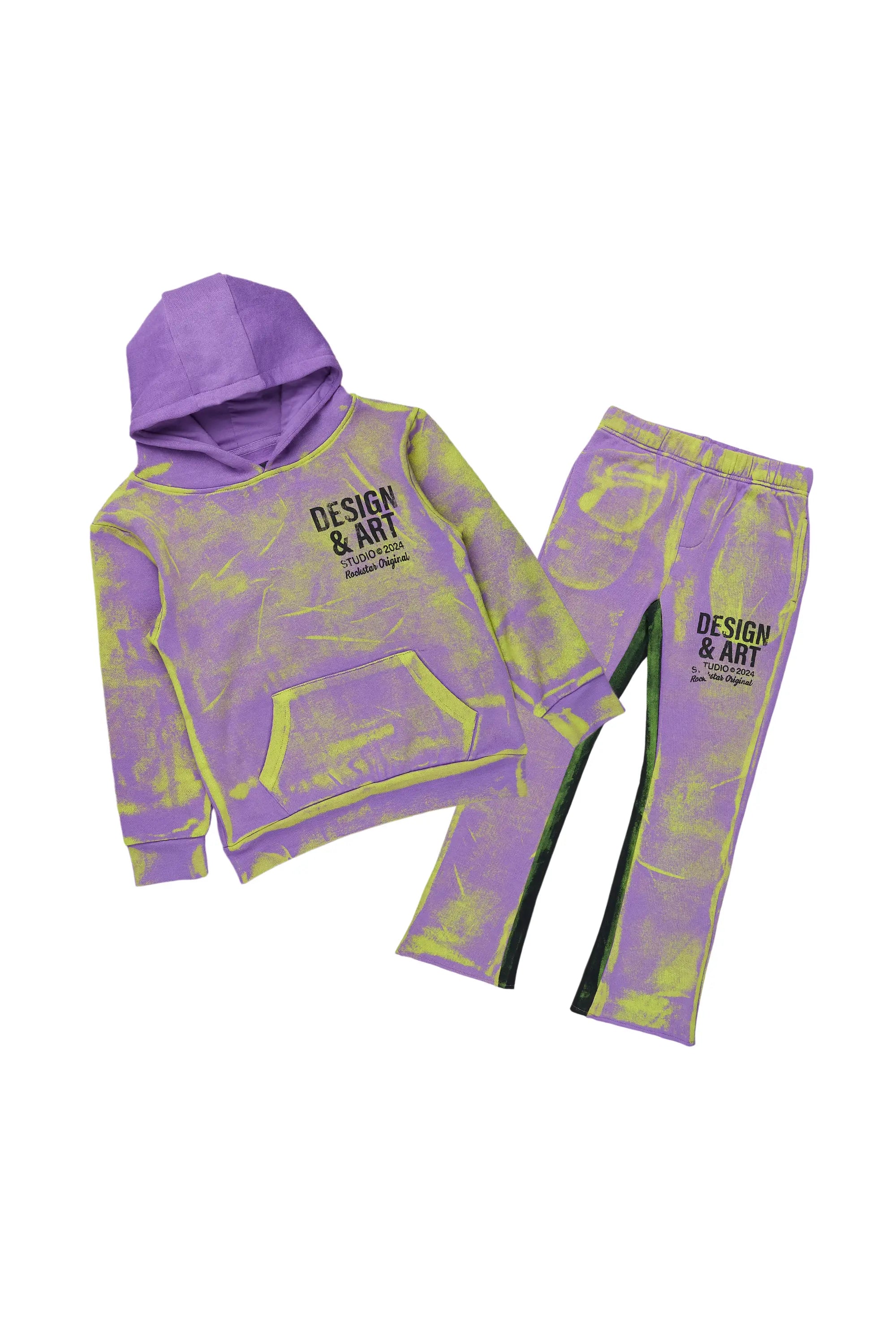 Boys Rue Purple Baggy Fit Pant Set