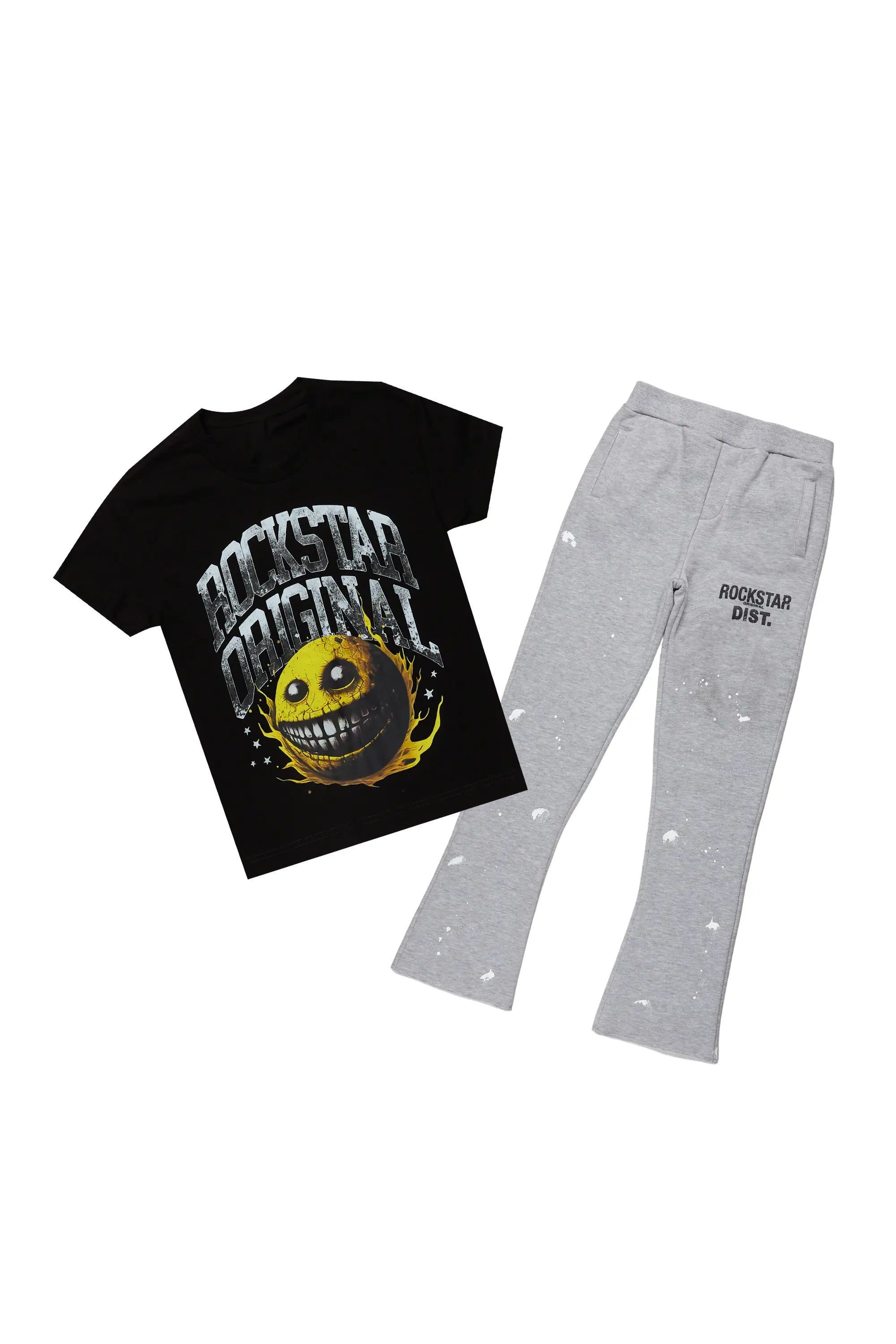 Boys Parsons Grey/Black T-Shirt Stacked Set