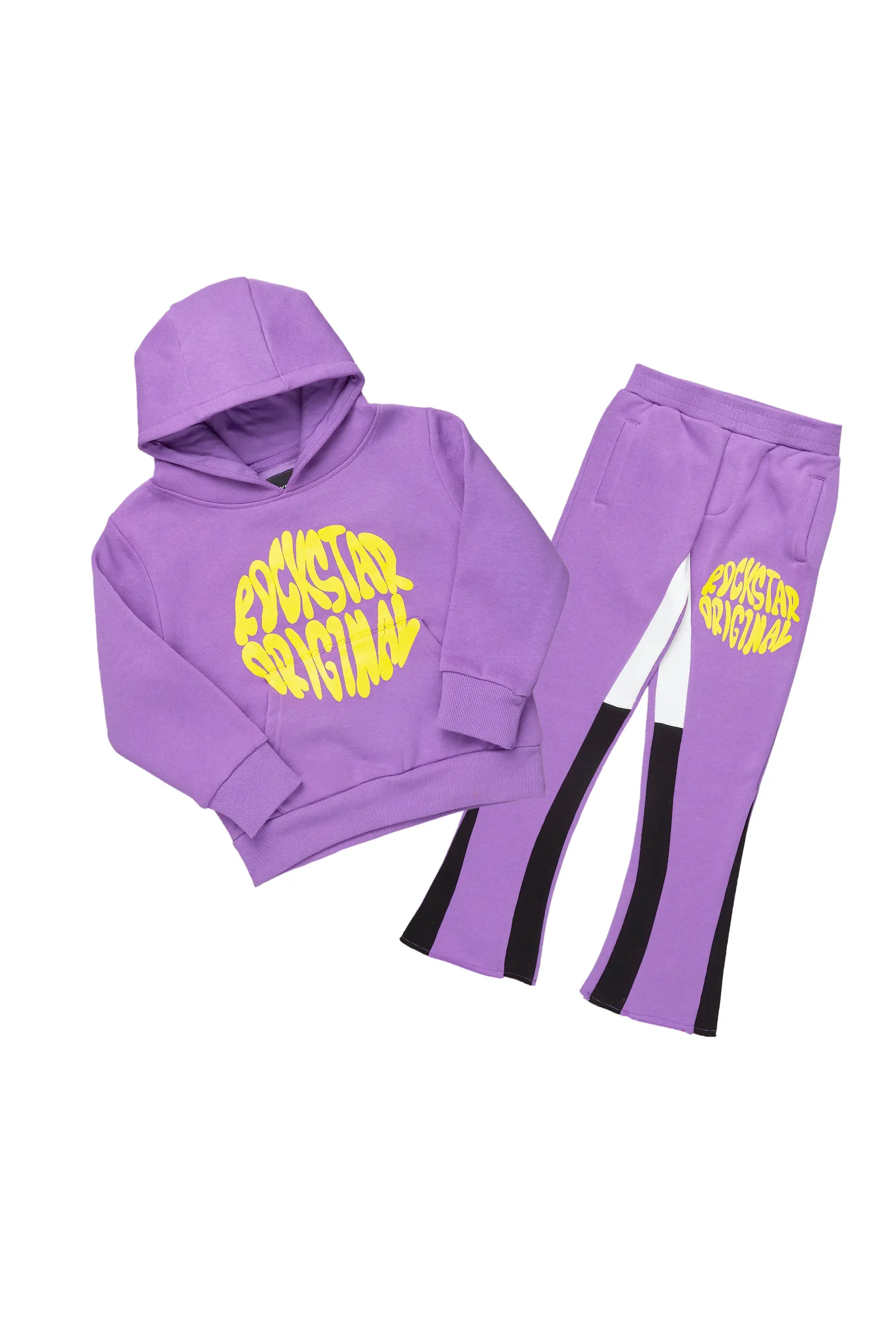 Girls Rayna Purple Stacked Pant Set