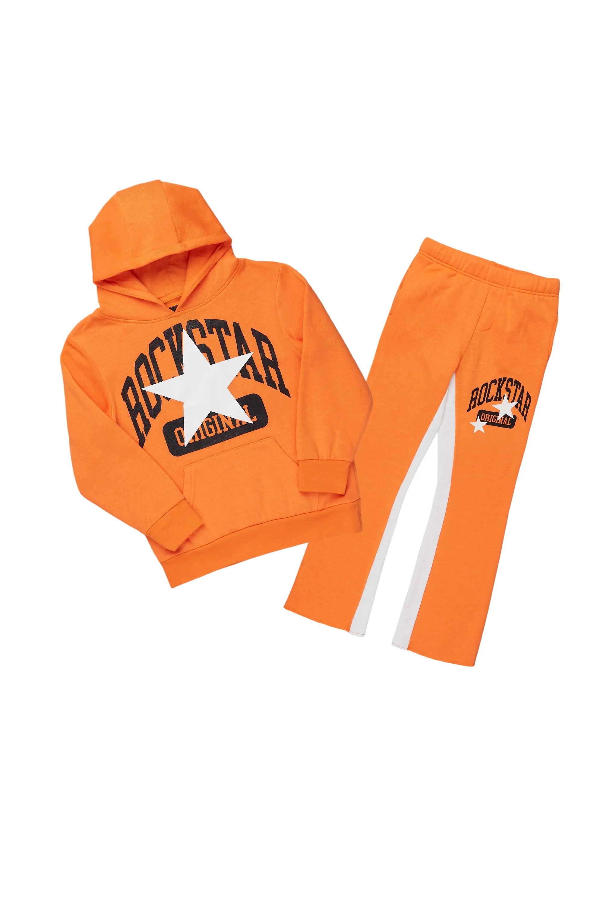 Girls Malla Orange Baggy Fit Pant Set