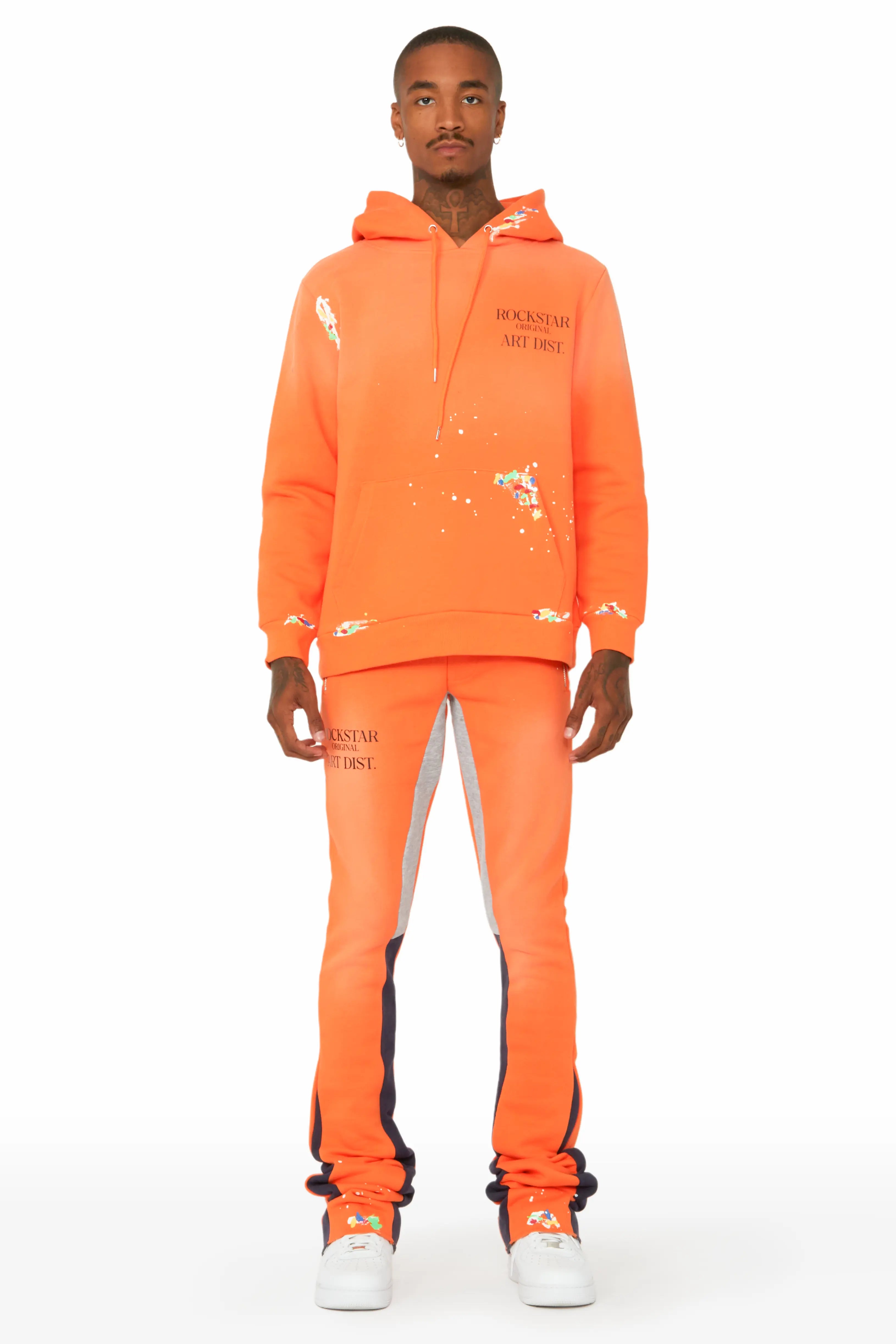 Rockstar Art Dist. Orange/Black Super Stacked Pant Set