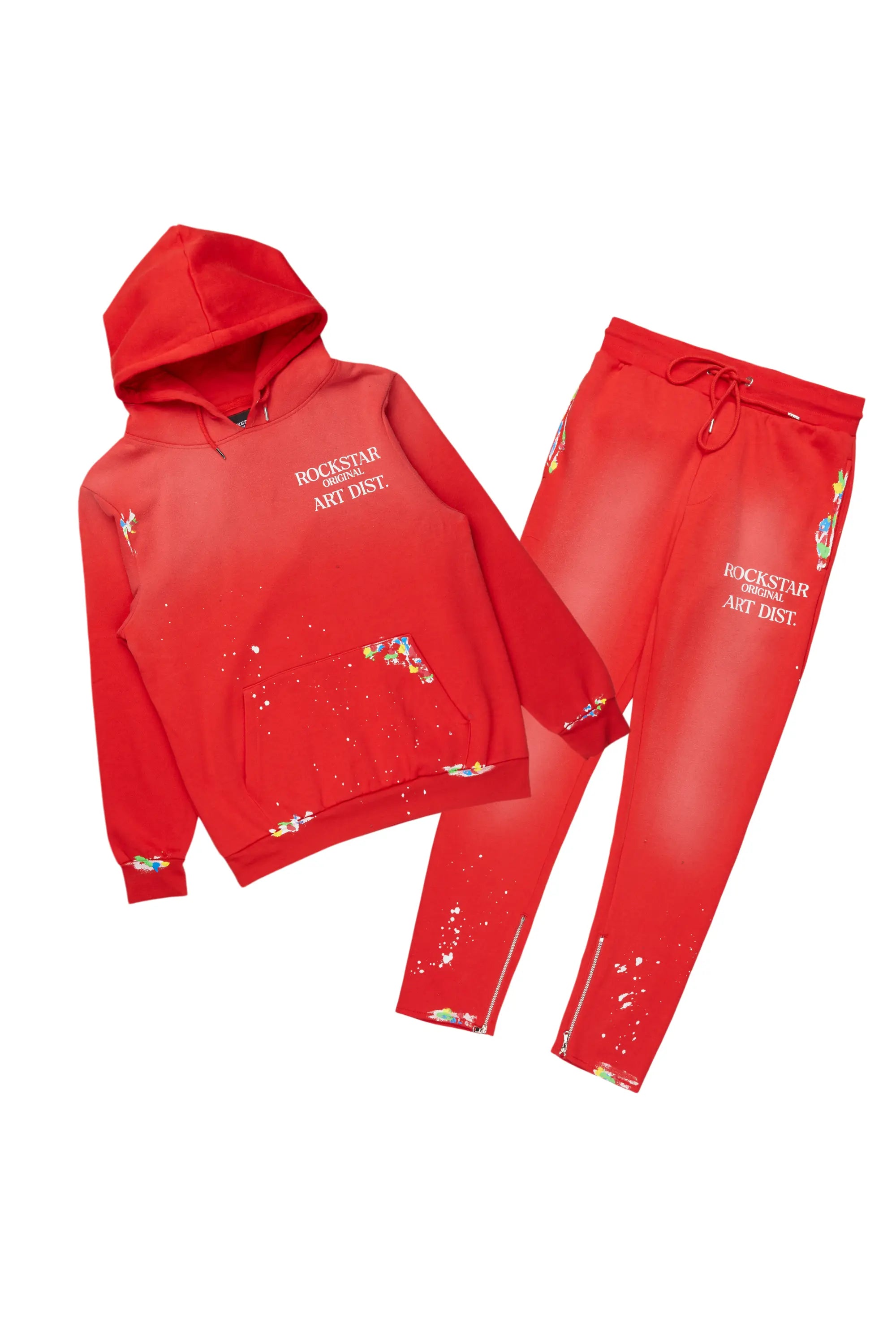 Rockstar Art Dist. Red Slim Fit track Set