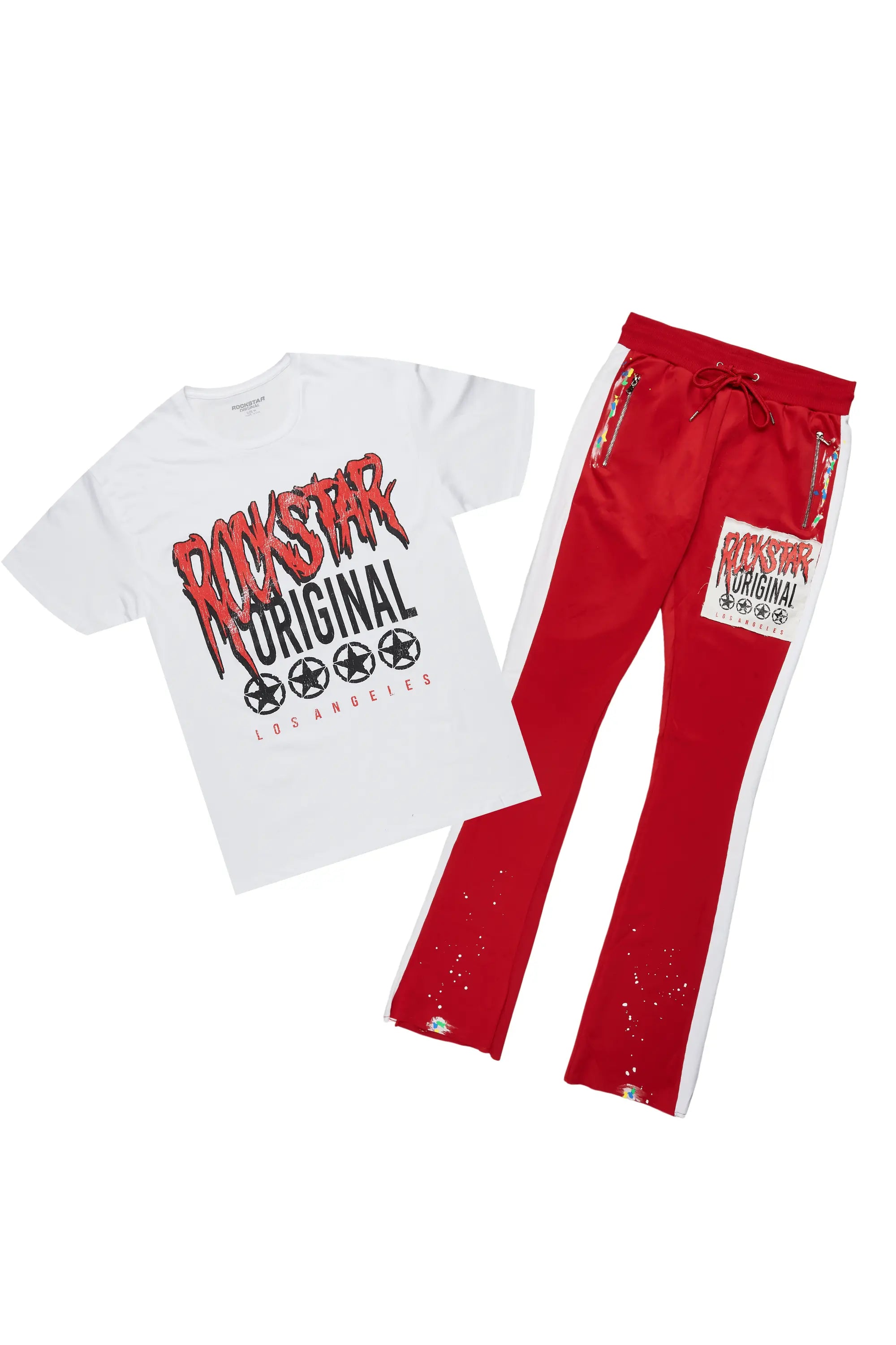 Wizzurd White/Red T-Shirt/Stacked Flare Track Set