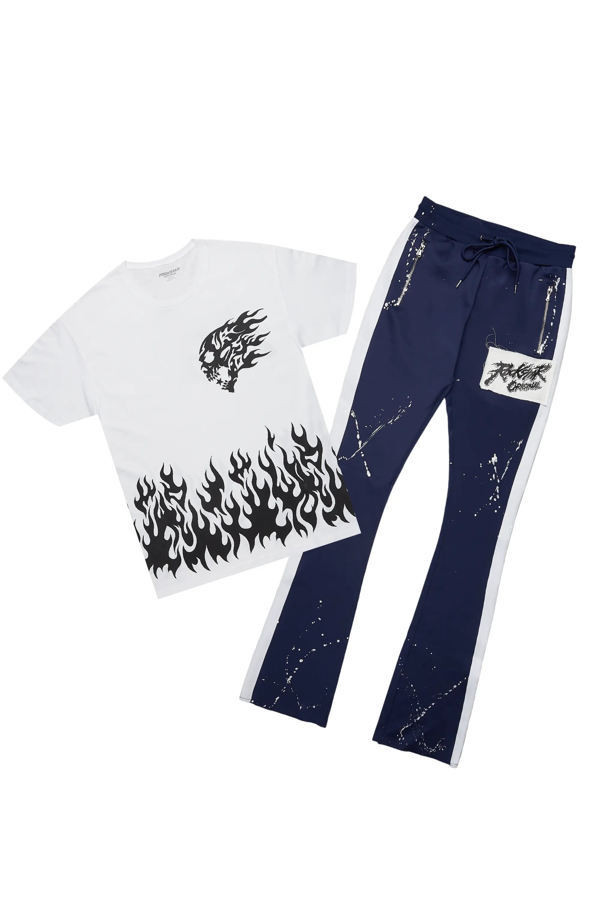 Bubble White/Navy T-Shirt/Stacked Flare Track Set