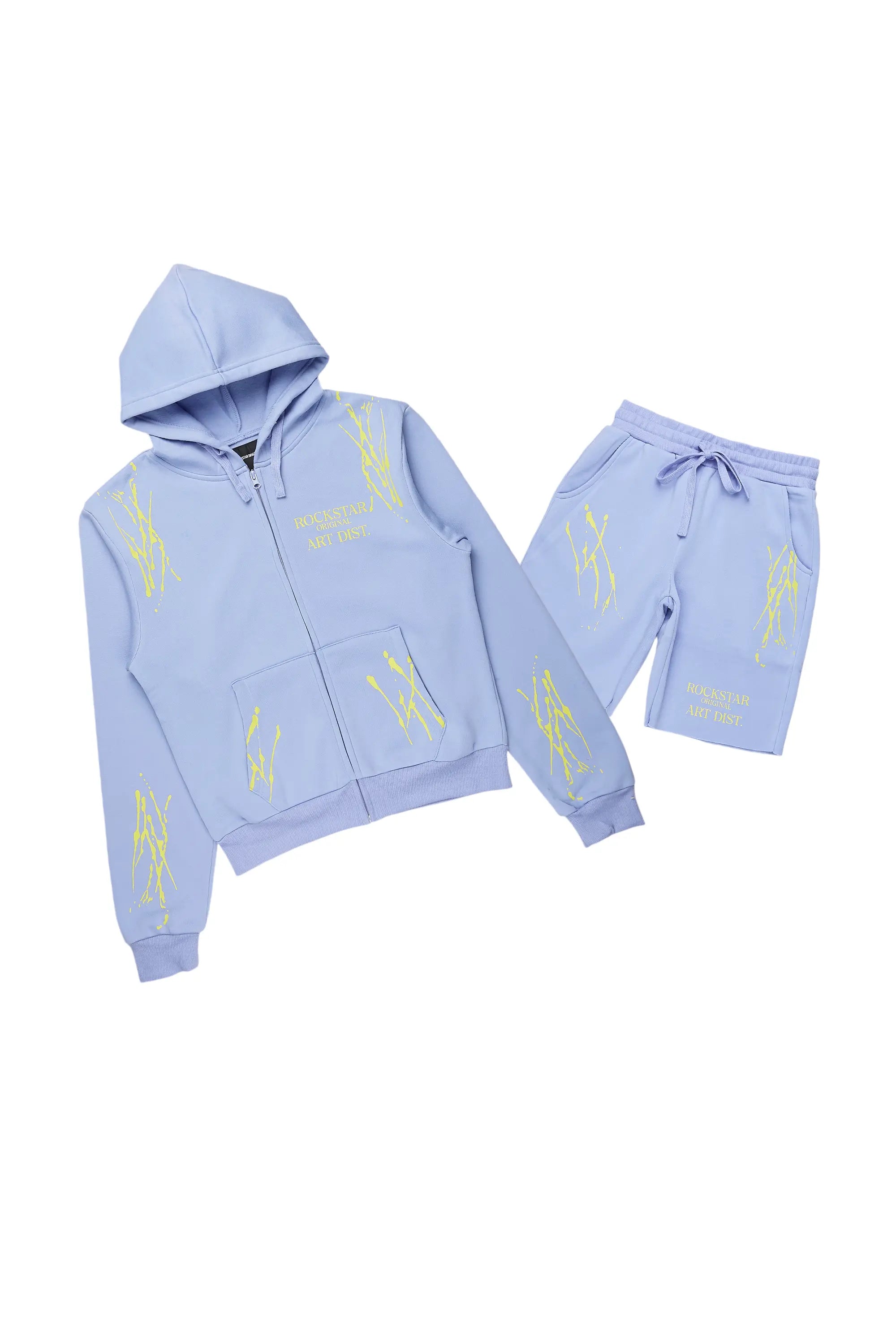 Destinee Periwinkle Zip Up Short Set