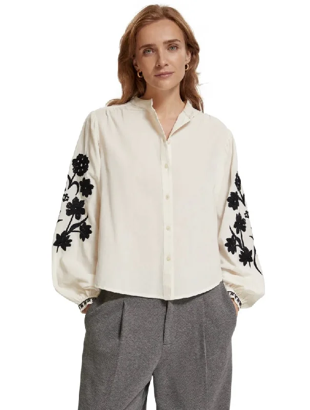 Shirt With Embroidered Sleeves