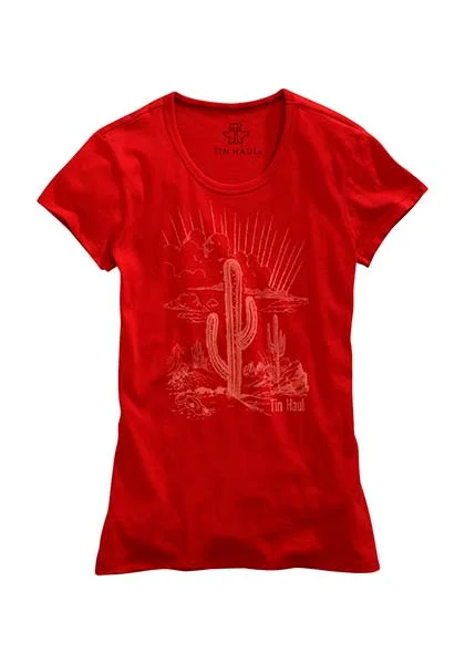 Tin Haul Women's Knit Desert Cactus Print T-Shirt