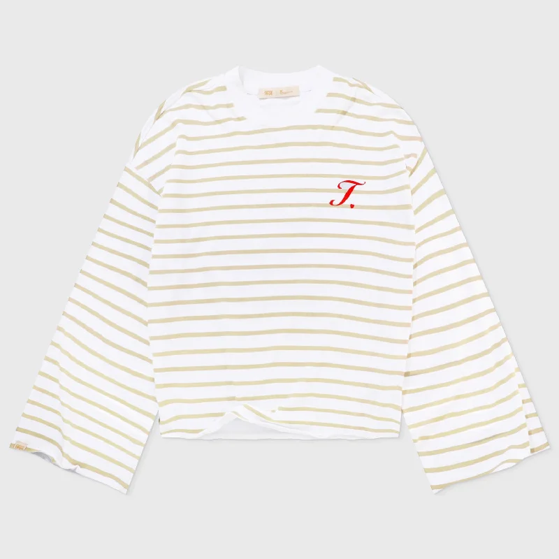 Creative Striped Wide LS T-Shirt - Sand