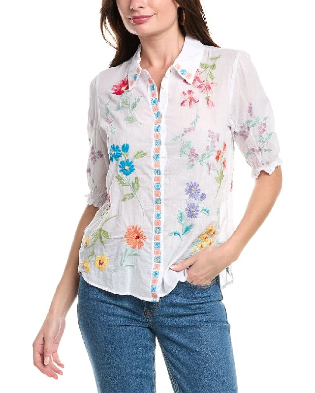 Johnny Was Evangeline Smocked Lisbon Shirt