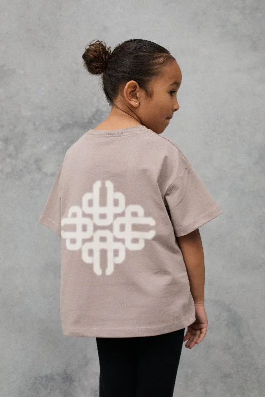 KIDS BLURRED GRAPHIC EMBLEM T-SHIRT - BROWN