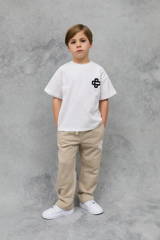 KIDS EMBLEM APPLIQUE T-SHIRT - WHITE