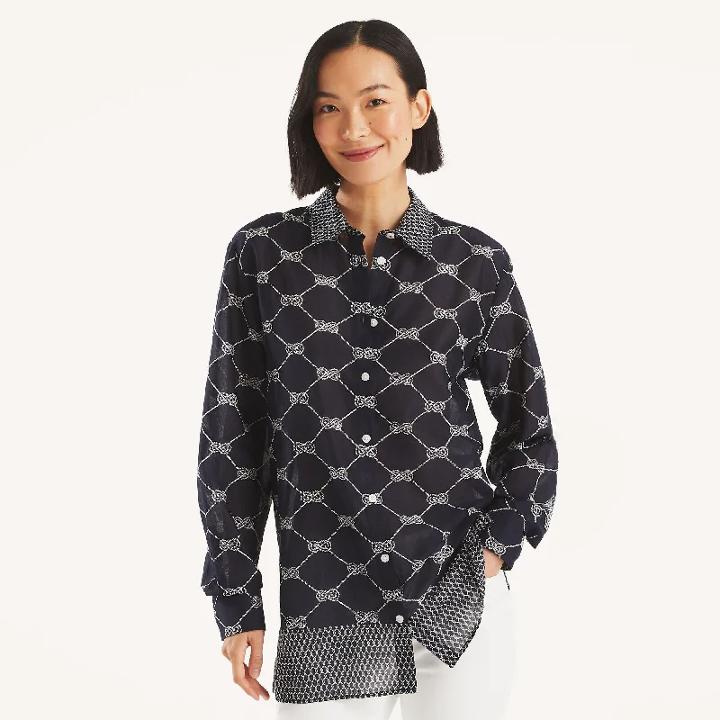 Nautica Womens Printed Button-Up Shirt