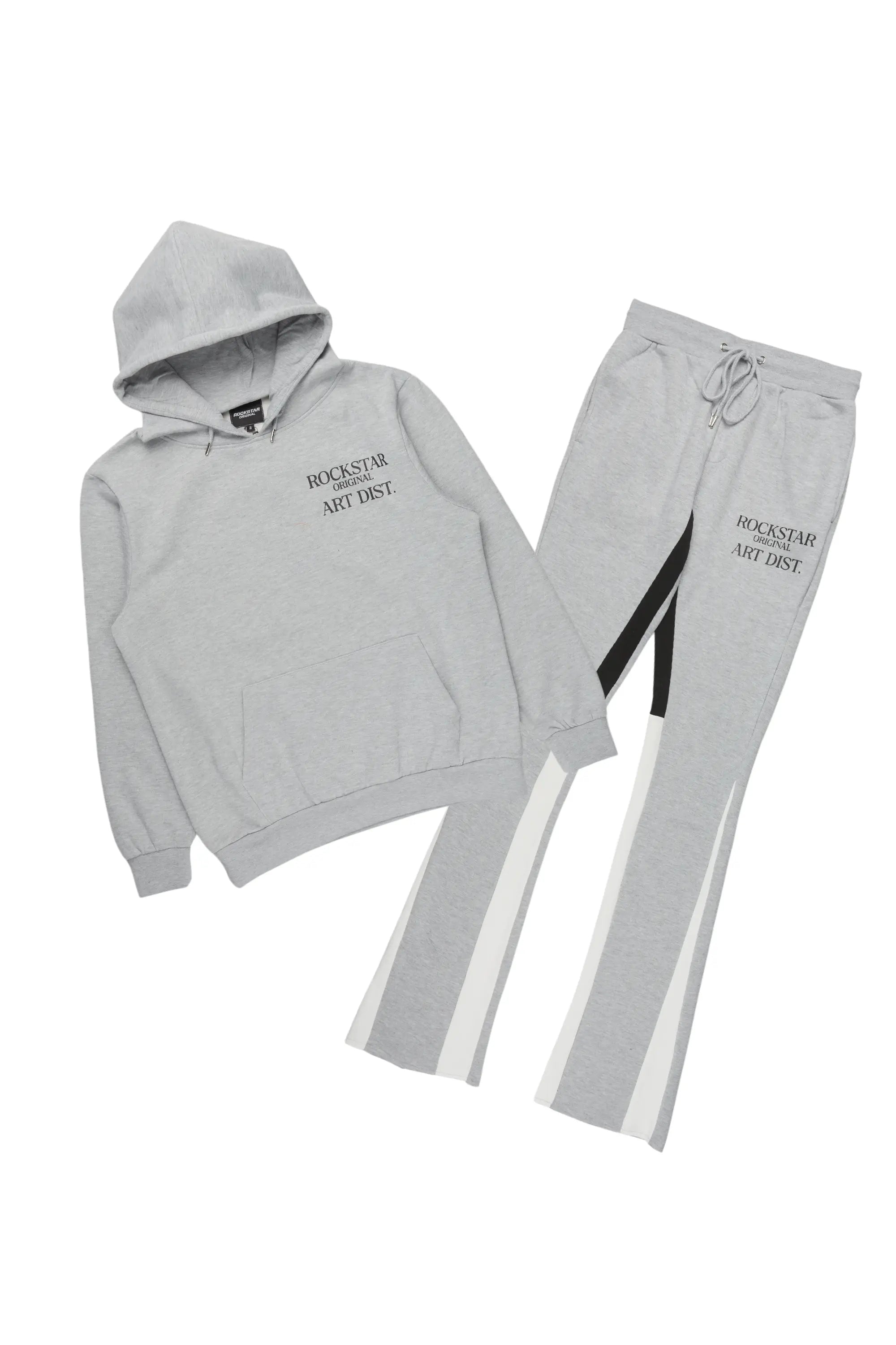 Briggs Heather Grey Hoodie/Stacked Flare Track Set